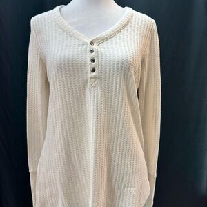 Chaser Cream Textured Long Sleeve Top M